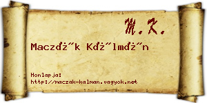 Maczák Kálmán névjegykártya