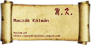 Maczák Kálmán névjegykártya
